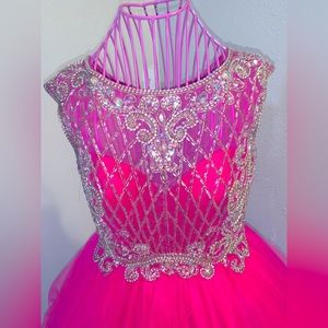 Let's Fashion Dresses Pink Princess Jeweled Puffy Dress Color: Pink Size: S